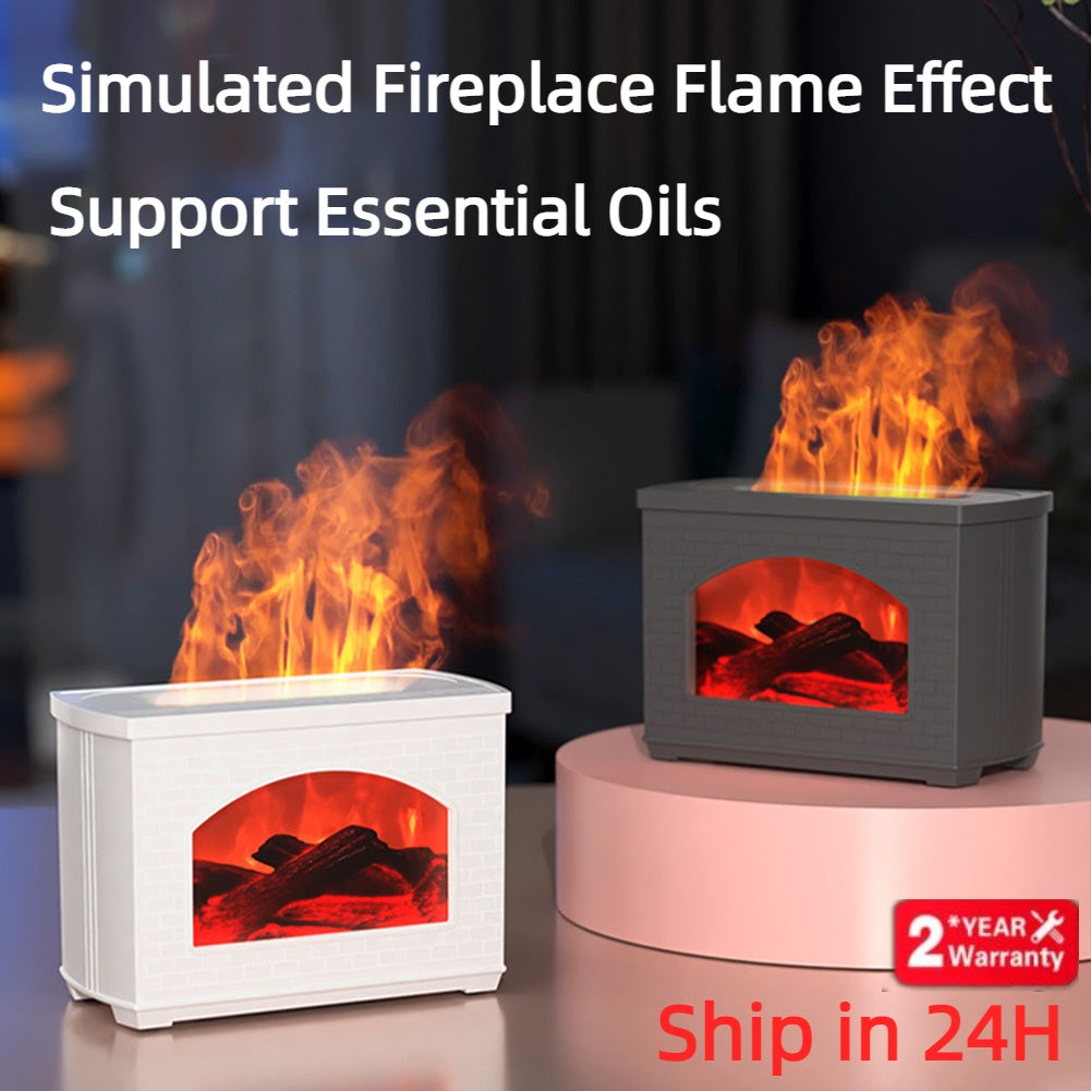 2024 New Simulated Fireplace Air Humidifier Flame Effect Aroma Oil Diffuser Aromatherapy Humidifiers Mist Sprayer Air Purifier - CozyPath by Pathmol