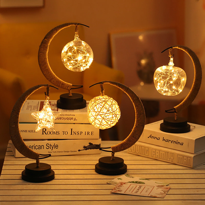 Led Moon Light Wrought Iron Ornament Light Star Shape Copper Wire Light Decorative Light USB Battery - CozyPath by Pathmol