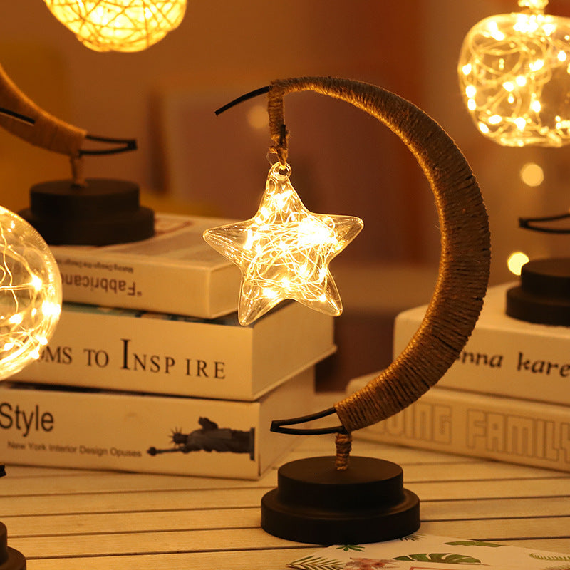 Led Moon Light Wrought Iron Ornament Light Star Shape Copper Wire Light Decorative Light USB Battery - CozyPath by Pathmol