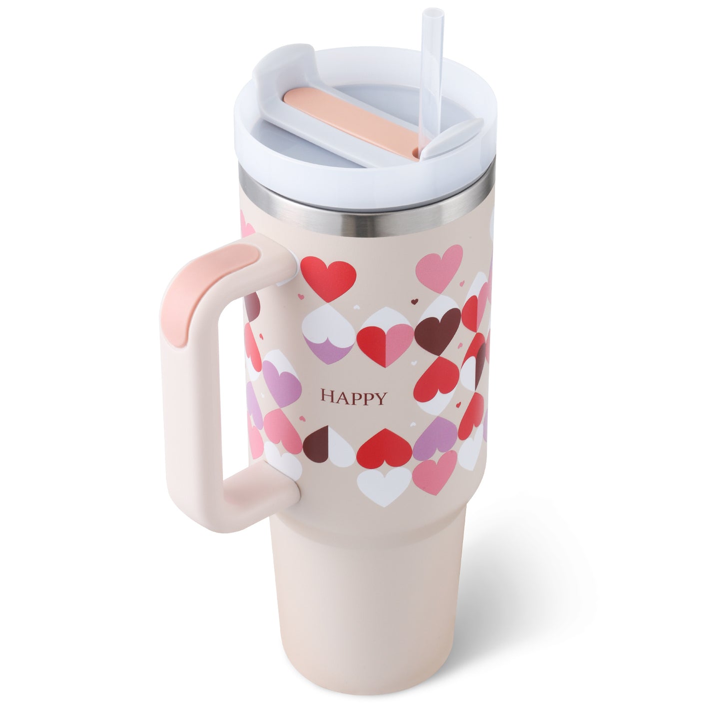 40 Oz Tumbler With Handle Straw Insulated, Stainless Steel Spill Proof Vacuum Coffee Cup Tumbler With Lid Tapered Mug Gifts For Valentine Lover Suitable For Car Gym Office Travel - CozyPath by Pathmol