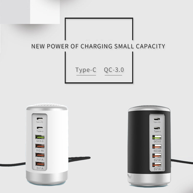USB C Charging Station With 6Ports Mobile Phone Charger Multi-port Usb Cylindrical Charger - CozyPath by Pathmol