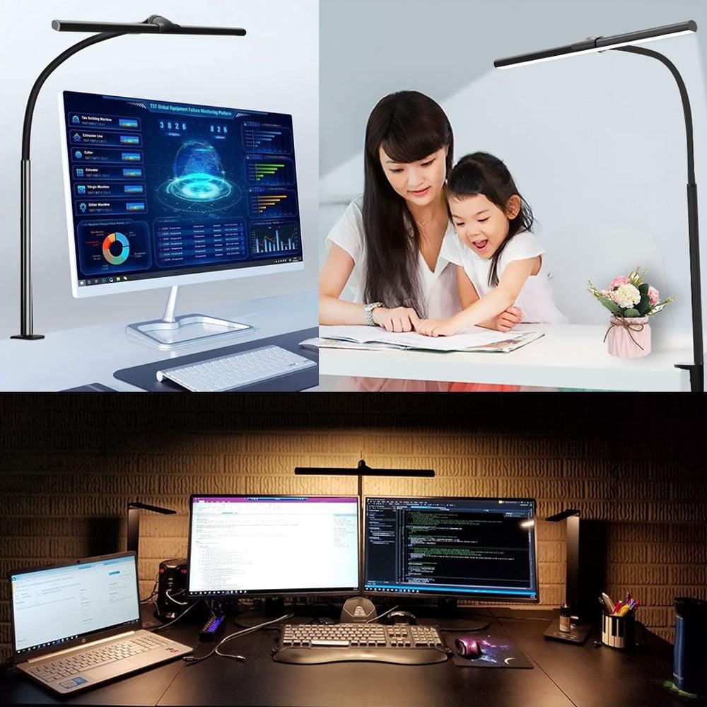 LED Table Lamp With Clamp Office Work Computer USB Double Head Desk Eye Protection - CozyPath by Pathmol