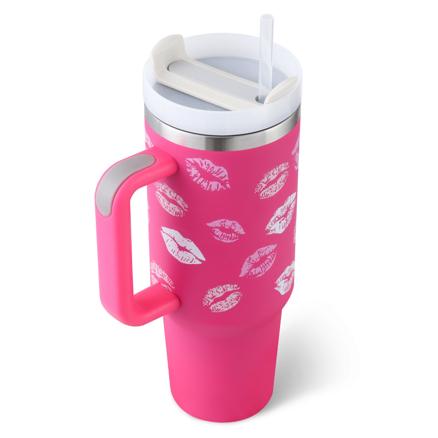 40 Oz Tumbler With Handle Straw Insulated, Stainless Steel Spill Proof Vacuum Coffee Cup Tumbler With Lid Tapered Mug Gifts For Valentine Lover Suitable For Car Gym Office Travel - CozyPath by Pathmol