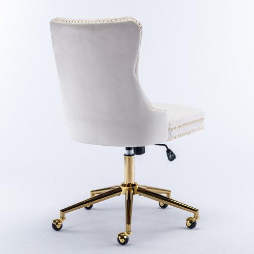 Velvet Fabric Tufted Button Home Office Chair, Adjustable Office Chair Swivel Office Chair - CozyPath by Pathmol