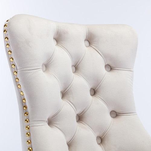 Velvet Fabric Tufted Button Home Office Chair, Adjustable Office Chair Swivel Office Chair - CozyPath by Pathmol