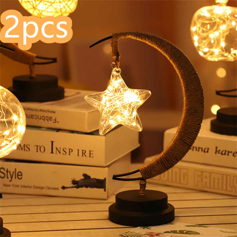 Led Moon Light Wrought Iron Ornament Light Star Shape Copper Wire Light Decorative Light USB Battery - CozyPath by Pathmol
