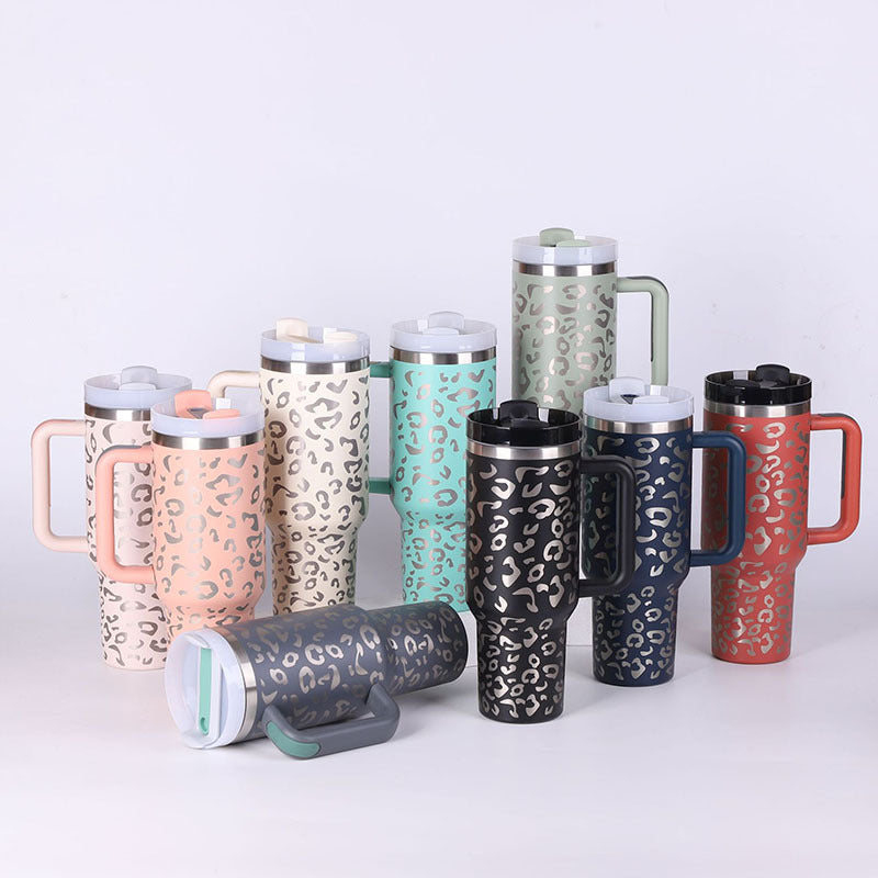 40 Oz Tumbler With Handle Straw Insulated, Stainless Steel Spill Proof Vacuum Coffee Cup Tumbler With Lid Tapered Mug Gifts For Valentine Lover Suitable For Car Gym Office Travel - CozyPath by Pathmol