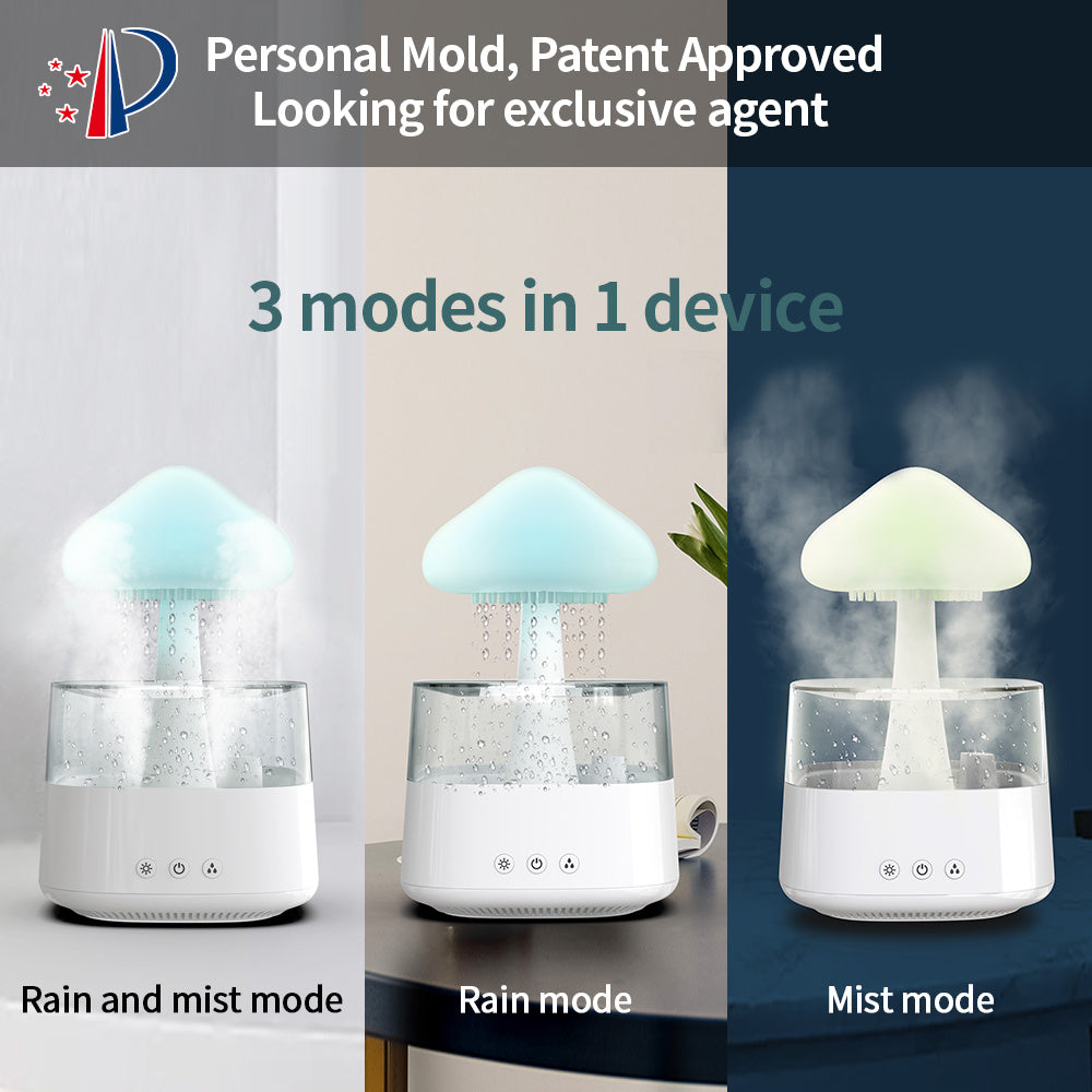 Rain Humidifier Mushroom Humidifier Rain Cloud Humidifier Water Drop Humidifier - CozyPath by Pathmol