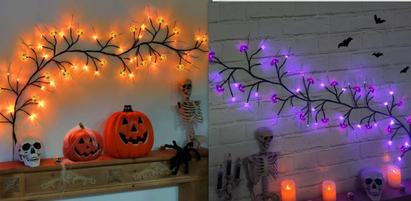 Halloween LED Willow Vine String Light Cool Cartoon Bat Pumpkin Decoration For Indoor Outdoor Party House Decor - CozyPath by Pathmol