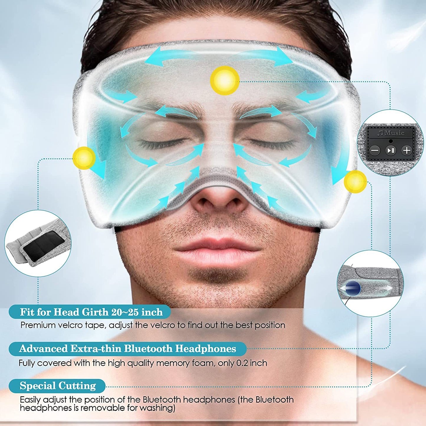 White Noise Bluetooth Sleep Eye Mask - CozyPath by Pathmol