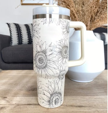 40 Oz Tumbler With Handle Straw Insulated, Stainless Steel Spill Proof Vacuum Coffee Cup Tumbler With Lid Tapered Mug Gifts For Valentine Lover Suitable For Car Gym Office Travel - CozyPath by Pathmol