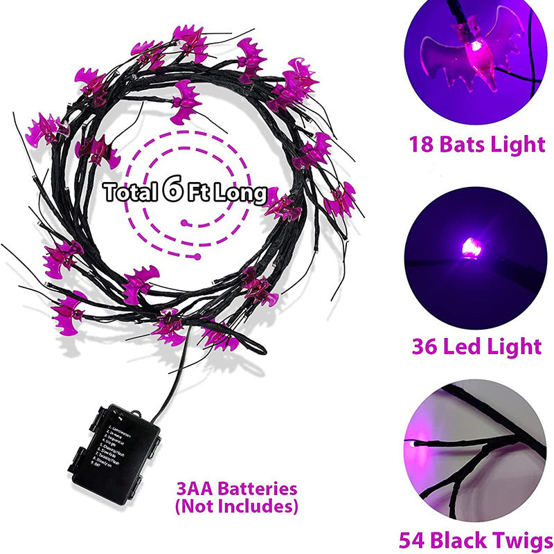 Halloween LED Willow Vine String Light Cool Cartoon Bat Pumpkin Decoration For Indoor Outdoor Party House Decor - CozyPath by Pathmol