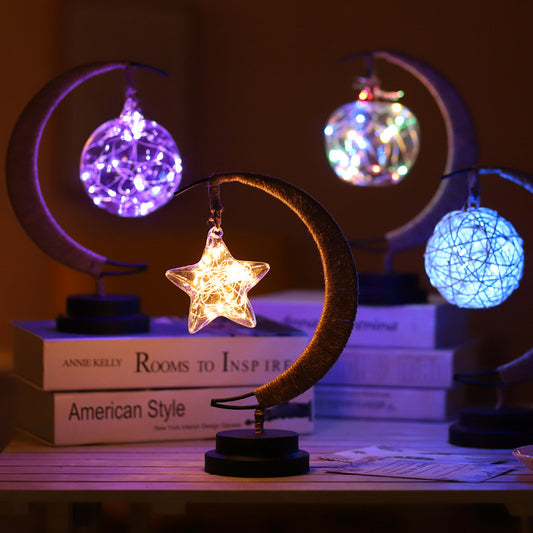 Led Moon Light Wrought Iron Ornament Light Star Shape Copper Wire Light Decorative Light USB Battery - CozyPath by Pathmol