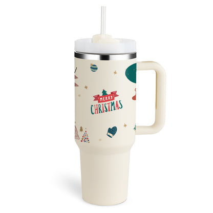 40 Oz Tumbler With Handle Straw Insulated, Stainless Steel Spill Proof Vacuum Coffee Cup Tumbler With Lid Tapered Mug Gifts For Valentine Lover Suitable For Car Gym Office Travel - CozyPath by Pathmol