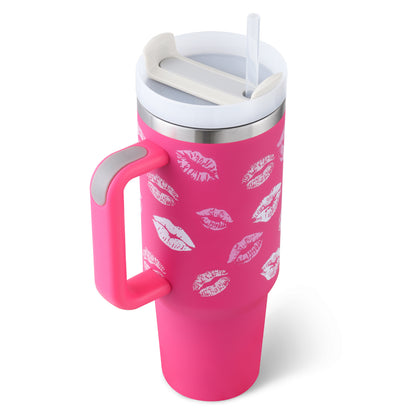 40 Oz Tumbler With Handle Straw Insulated, Stainless Steel Spill Proof Vacuum Coffee Cup Tumbler With Lid Tapered Mug Gifts For Valentine Lover Suitable For Car Gym Office Travel - CozyPath by Pathmol