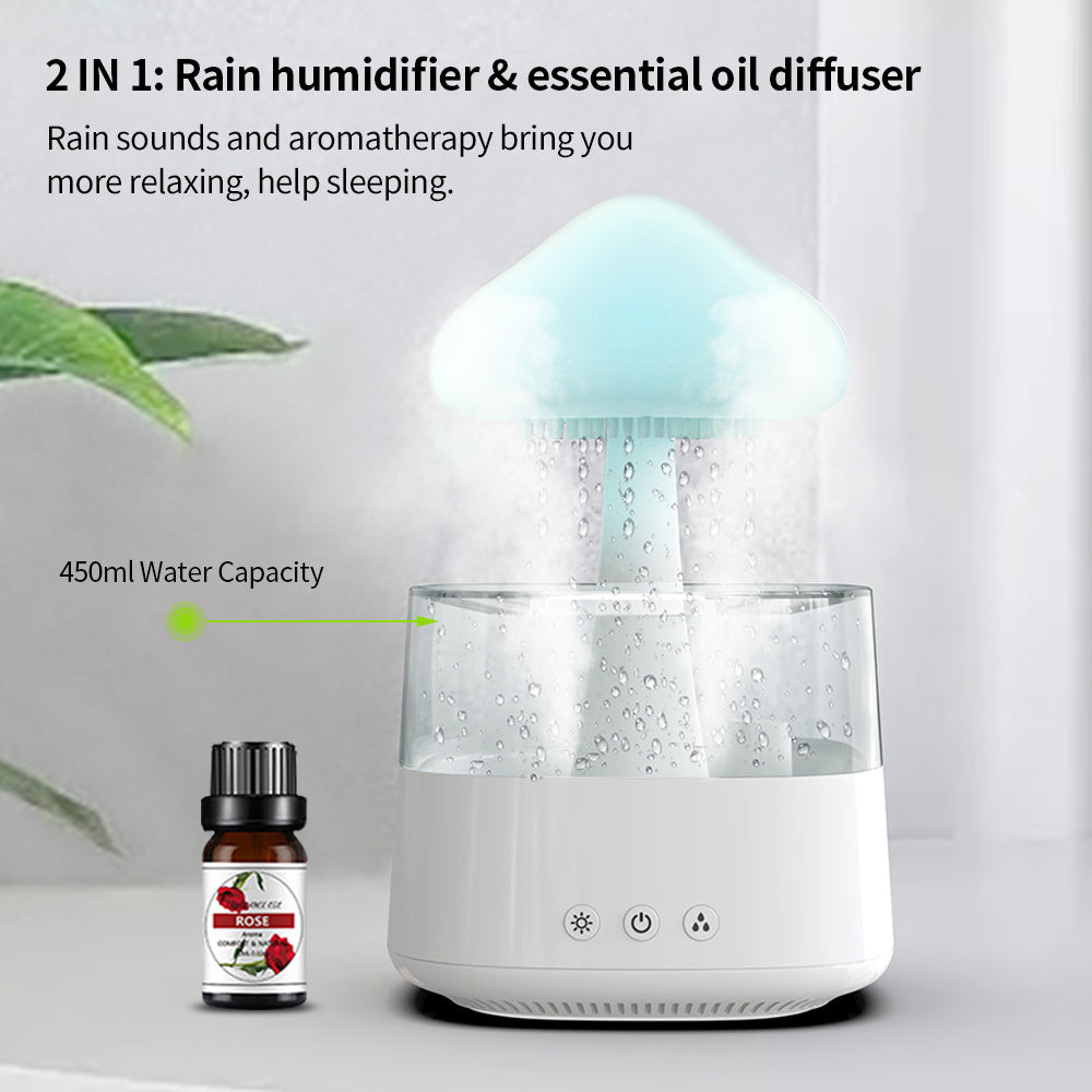 Rain Humidifier Mushroom Humidifier Rain Cloud Humidifier Water Drop Humidifier - CozyPath by Pathmol